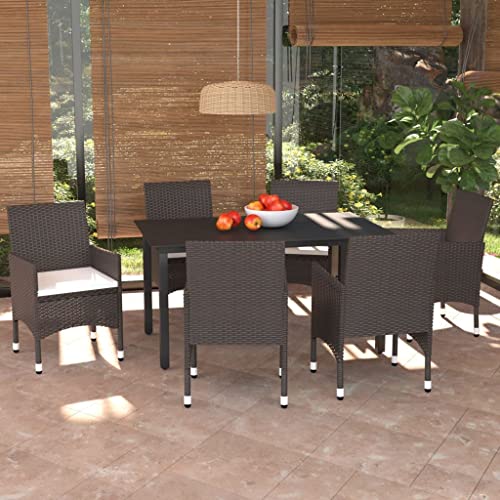 Qnhdfrt Garten Essgruppe 6 Stühle mit Kissen PE Rattan Braun und Glastisch 150x90 cm Outdoor Sitzgruppe für Terrasse Garten Balkon Qnhdfrt Garten Essgruppe 6 Stühle mit Kissen PE Rattan Braun und Glastisch 150x90 cm Outdoor Sitzgruppe für Terrasse Garten Balkon von Qnhdfrt