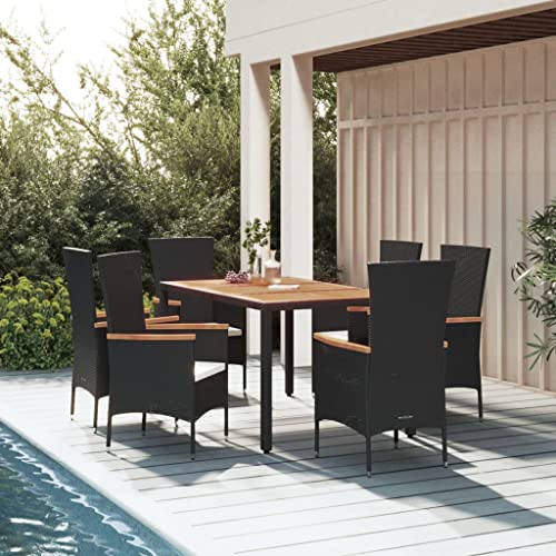 Qnhdfrt Garten Essgruppe 6 Stühle und Tisch Set Schwarz PE Rattan Outdoor Möbel für Terrasse Balkon und Garten Qnhdfrt Garten Essgruppe 6 Stühle und Tisch Set Schwarz PE Rattan Outdoor Möbel für Terrasse Balkon und Garten von Qnhdfrt