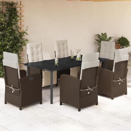 Qnhdfrt Garten Essgruppe 7 teilig Braun PE Rattan mit Kissen Verstellbare Lounge Sitzgruppe Outdoor für Garten Balkon und Terrasse Qnhdfrt Garten Essgruppe 7 teilig Braun PE Rattan mit Kissen Verstellbare Lounge Sitzgruppe Outdoor für Garten Balkon und Terrasse von Qnhdfrt