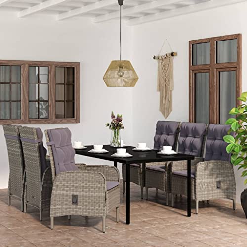 Qnhdfrt Garten Essgruppe 7 teilig Grau Schwarz Outdoor Tisch und Stühle Set mit Kissen für Terrasse Balkon Garten Qnhdfrt Garten Essgruppe 7 teilig Grau Schwarz Outdoor Tisch und Stühle Set mit Kissen für Terrasse Balkon Garten von Qnhdfrt