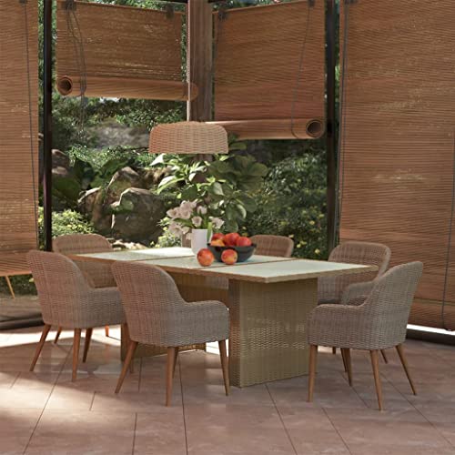 Qnhdfrt Garten Essgruppe 7 teilig Outdoor Set Braun mit Glas Tisch und Polsterstühlen aus PE Rattan für Terrasse Balkon Garten Qnhdfrt Garten Essgruppe 7 teilig Outdoor Set Braun mit Glas Tisch und Polsterstühlen aus PE Rattan für Terrasse Balkon Garten von Qnhdfrt
