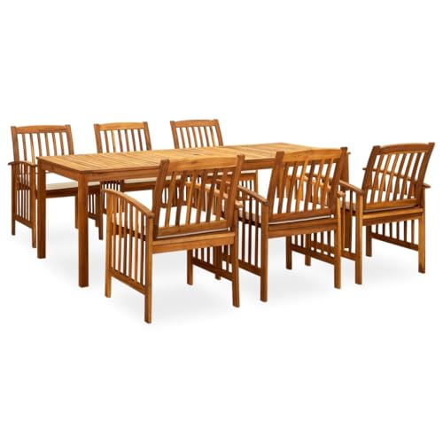 Qnhdfrt Garten Essgruppe 7 teilig aus massivem Akazienholz mit cremeweißen Kissen Outdoor Esstisch und Stühle Set für Terrasse Garten und Balkon Qnhdfrt Garten Essgruppe 7 teilig aus massivem Akazienholz mit cremeweißen Kissen Outdoor Esstisch und Stühle Set für Terrasse Garten und Balkon von Qnhdfrt