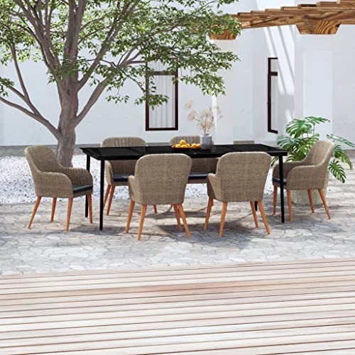 Qnhdfrt Garten Essgruppe 7 teilig mit Kissen Braun Schwarz Outdoor Möbel Set aus PE Rattan und Stahl für Terrasse Garten Balkon Qnhdfrt Garten Essgruppe 7 teilig mit Kissen Braun Schwarz Outdoor Möbel Set aus PE Rattan und Stahl für Terrasse Garten Balkon von Qnhdfrt