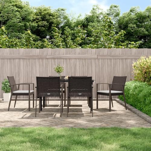 Qnhdfrt Garten Essgruppe 7 teilig mit Kissen PE Rattan und Stahl Rahmen für Terrasse Balkon und Garten Qnhdfrt Garten Essgruppe 7 teilig mit Kissen PE Rattan und Stahl Rahmen für Terrasse Balkon und Garten von Qnhdfrt