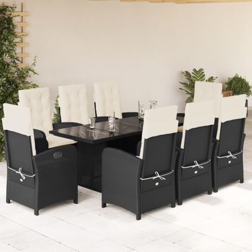 Qnhdfrt Garten Essgruppe 8 Personen Set Schwarz PE Rattan Outdoor Möbel mit Kissen und Glas Tisch für Terrasse Garten Balkon Qnhdfrt Garten Essgruppe 8 Personen Set Schwarz PE Rattan Outdoor Möbel mit Kissen und Glas Tisch für Terrasse Garten Balkon von Qnhdfrt