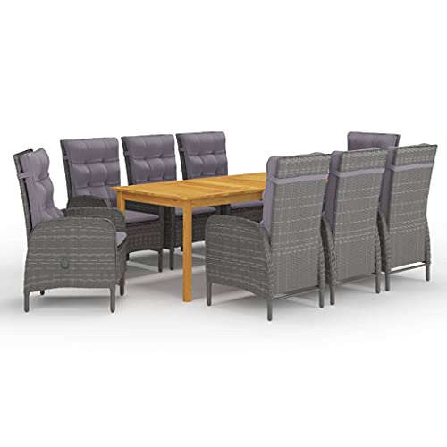Qnhdfrt Garten Essgruppe 8 Stühle Grau Akazienholz Tisch Outdoor Set für Terrasse Garten und Balkon Qnhdfrt Garten Essgruppe 8 Stühle Grau Akazienholz Tisch Outdoor Set für Terrasse Garten und Balkon von Qnhdfrt