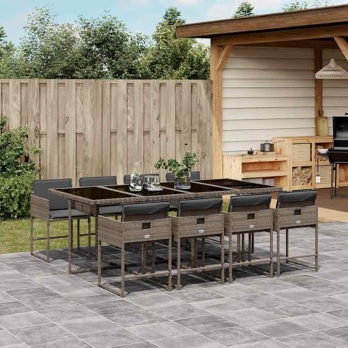 Qnhdfrt Garten Essgruppe 8 Stühle Grau PE Rattan Klappbare Stühle mit Kissen Outdoor Esstisch Set 220 x 106 cm für Garten Balkon Terrasse Qnhdfrt Garten Essgruppe 8 Stühle Grau PE Rattan Klappbare Stühle mit Kissen Outdoor Esstisch Set 220 x 106 cm für Garten Balkon Terrasse von Qnhdfrt