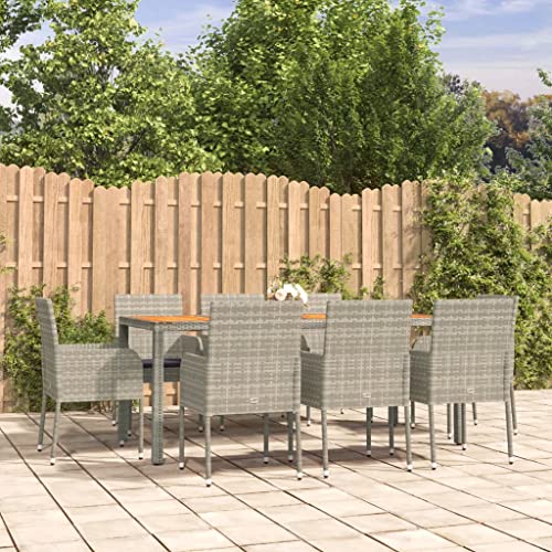 Qnhdfrt Garten Essgruppe 8 Stühle Grau mit Tisch Akazienholz PE Rattan Modernes Design Outdoor Sitzgruppe für Garten Terrasse Balkon Qnhdfrt Garten Essgruppe 8 Stühle Grau mit Tisch Akazienholz PE Rattan Modernes Design Outdoor Sitzgruppe für Garten Terrasse Balkon von Qnhdfrt