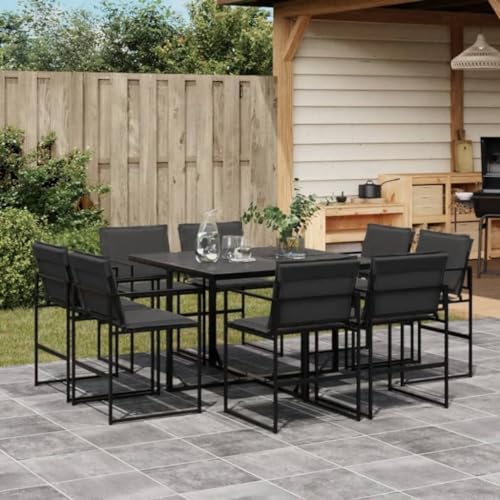 Qnhdfrt Garten Essgruppe 8 Stühle mit Kissen Klappbar Outdoor Set Textilene Schwarz Tisch 110x107 cm für Balkon Garten Terrasse Qnhdfrt Garten Essgruppe 8 Stühle mit Kissen Klappbar Outdoor Set Textilene Schwarz Tisch 110x107 cm für Balkon Garten Terrasse von Qnhdfrt