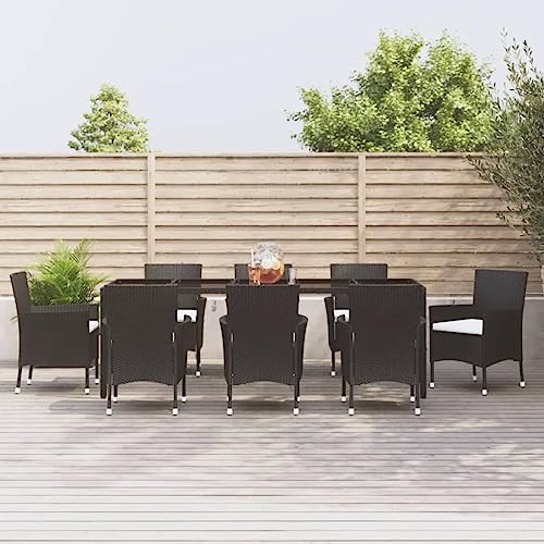 Qnhdfrt Garten Essgruppe 8 Stühle mit Kissen PE Rattan Schwarz 250x100 cm Outdoor Esstisch Set für Terrasse Garten Balkon Qnhdfrt Garten Essgruppe 8 Stühle mit Kissen PE Rattan Schwarz 250x100 cm Outdoor Esstisch Set für Terrasse Garten Balkon von Qnhdfrt