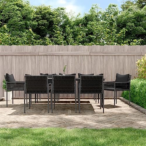 Qnhdfrt Garten Essgruppe 8 Stühle mit Kissen PE Rattan und Stahl Tisch 200x100 cm für Terrasse Balkon Garten von Qnhdfrt