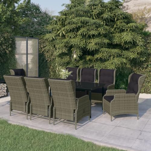 Qnhdfrt Garten Essgruppe 8 Stühle mit Liegefunktion PE Rattan und Glas Tisch Set Schwarz Braun für Terrasse Garten Balkon Qnhdfrt Garten Essgruppe 8 Stühle mit Liegefunktion PE Rattan und Glas Tisch Set Schwarz Braun für Terrasse Garten Balkon von Qnhdfrt