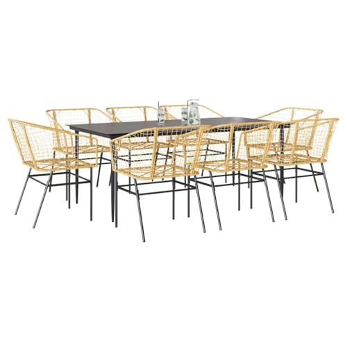 Qnhdfrt Garten Essgruppe 8 Stühle und Tisch Set aus PE Rattan mit Glasplatte für Terrasse Balkon und Garten Qnhdfrt Garten Essgruppe 8 Stühle und Tisch Set aus PE Rattan mit Glasplatte für Terrasse Balkon und Garten von Qnhdfrt