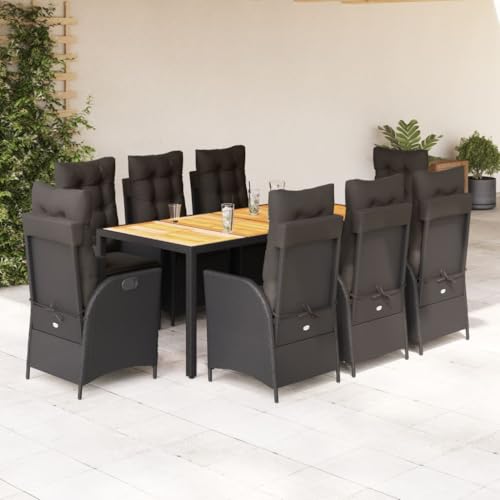 Qnhdfrt Garten Essgruppe 8 TLG Schwarz PE Rattan mit Kissen und verstellbaren Liegestühlen für Terrasse Garten und Balkon Qnhdfrt Garten Essgruppe 8 TLG Schwarz PE Rattan mit Kissen und verstellbaren Liegestühlen für Terrasse Garten und Balkon von Qnhdfrt