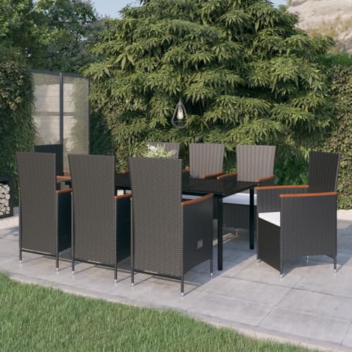 Qnhdfrt Garten Essgruppe 8 TLG Schwarz mit Kissen PE Rattan und Glas Tisch Verstellbare Liegestühle Outdoor Möbel Set für Terrasse Balkon Garten Qnhdfrt Garten Essgruppe 8 TLG Schwarz mit Kissen PE Rattan und Glas Tisch Verstellbare Liegestühle Outdoor Möbel Set für Terrasse Balkon Garten von Qnhdfrt