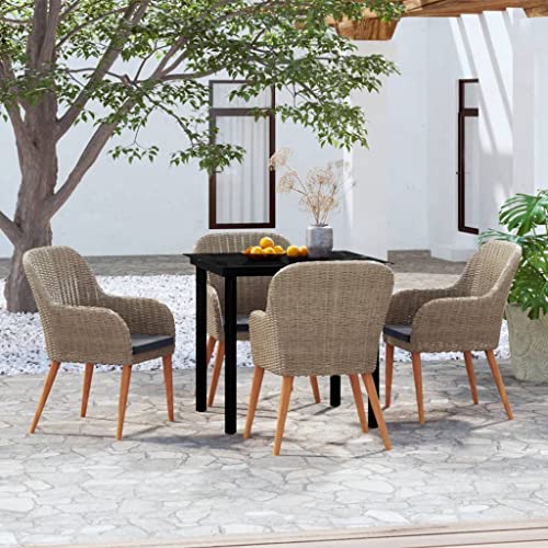 Qnhdfrt Garten Essgruppe 80 x 80 cm mit 4 Stühlen und Kissen PE Rattan Pulverbeschichteter Stahl für Terrasse Balkon Garten von Qnhdfrt