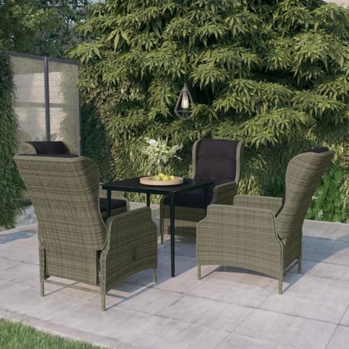 Qnhdfrt Garten Essgruppe 80x80 cm Schwarz Braun PE Rattan Outdoor Sitzgruppe mit Glas Tisch und Liegefunktion für Terrasse Garten Balkon Qnhdfrt Garten Essgruppe 80x80 cm Schwarz Braun PE Rattan Outdoor Sitzgruppe mit Glas Tisch und Liegefunktion für Terrasse Garten Balkon von Qnhdfrt