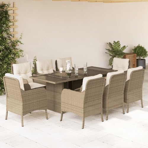 Qnhdfrt Garten Essgruppe 9 teilig Beige PE Rattan mit Kissen Outdoor Sitzgruppe für Garten Terrasse Balkon Qnhdfrt Garten Essgruppe 9 teilig Beige PE Rattan mit Kissen Outdoor Sitzgruppe für Garten Terrasse Balkon von Qnhdfrt