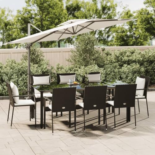 Qnhdfrt Garten Essgruppe 9 teilig Schwarz mit Kissen PE Rattan Outdoor Sitzgruppe für Garten Balkon und Terrasse Qnhdfrt Garten Essgruppe 9 teilig Schwarz mit Kissen PE Rattan Outdoor Sitzgruppe für Garten Balkon und Terrasse von Qnhdfrt