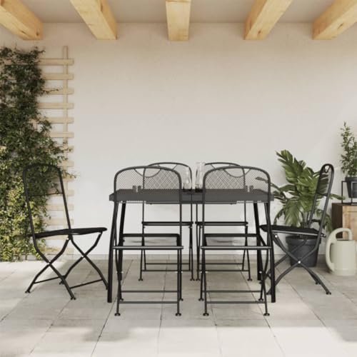 Qnhdfrt Garten Essgruppe Anthrazit 6 Stühle und 1 Tisch Set aus Metall mit Klappfunktion für Terrasse Balkon und Garten Qnhdfrt Garten Essgruppe Anthrazit 6 Stühle und 1 Tisch Set aus Metall mit Klappfunktion für Terrasse Balkon und Garten von Qnhdfrt