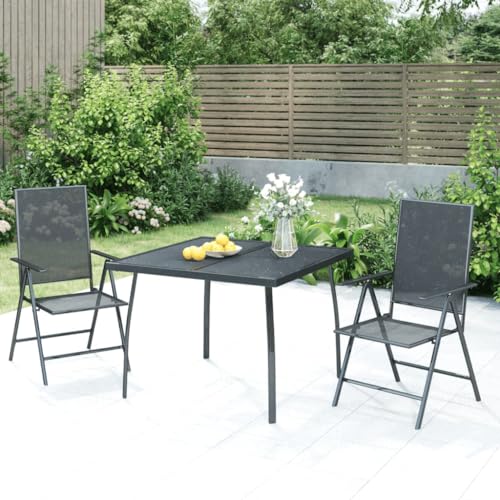 Qnhdfrt Garten Essgruppe Anthrazit Klappbar 6 Fach Verstellbar Stahl Gestell Outdoor Esstisch und 2 Stühle Set für Balkon Terrasse Garten Qnhdfrt Garten Essgruppe Anthrazit Klappbar 6 Fach Verstellbar Stahl Gestell Outdoor Esstisch und 2 Stühle Set für Balkon Terrasse Garten von Qnhdfrt