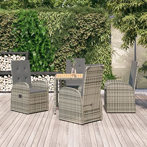 Qnhdfrt Garten Essgruppe Grau 4 Stühle Tisch PE Rattan Outdoor Möbel Set mit Kissen Modernes Design für Terrasse Balkon Garten Qnhdfrt Garten Essgruppe Grau 4 Stühle Tisch PE Rattan Outdoor Möbel Set mit Kissen Modernes Design für Terrasse Balkon Garten von Qnhdfrt