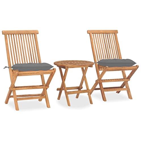 Qnhdfrt Garten Essgruppe Klappbar Teakholz Set mit Grauen Kissen 50 x 50 cm Tisch und 2 Stühle für Terrasse Balkon und Garten Qnhdfrt Garten Essgruppe Klappbar Teakholz Set mit Grauen Kissen 50 x 50 cm Tisch und 2 Stühle für Terrasse Balkon und Garten von Qnhdfrt
