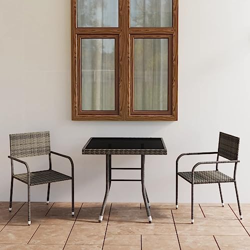 Qnhdfrt Garten Essgruppe Poly Rattan Set Anthrazit Grau mit Glastisch und 2 Stühlen für Balkon Terrasse Garten Qnhdfrt Garten Essgruppe Poly Rattan Set Anthrazit Grau mit Glastisch und 2 Stühlen für Balkon Terrasse Garten von Qnhdfrt