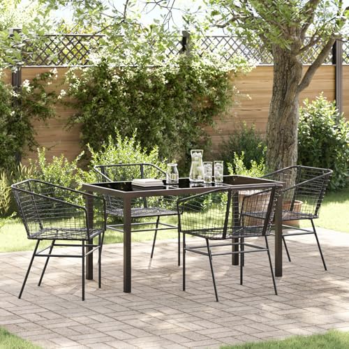 Qnhdfrt Garten Essgruppe Schwarz 2 Stühle und 1 Tisch Poly-Rattan Set Modernes Design Robust Leicht für Garten Terrasse Balkon Outdoor von Qnhdfrt