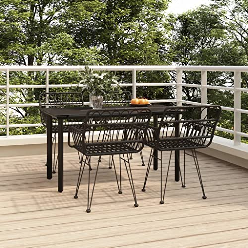 Qnhdfrt Garten Essgruppe Schwarz 5 TLG PE Rattan mit Stahlrahmen und Hartglas Tischplatte 140 x 70 cm für Terrasse Garten und Balkon Qnhdfrt Garten Essgruppe Schwarz 5 TLG PE Rattan mit Stahlrahmen und Hartglas Tischplatte 140 x 70 cm für Terrasse Garten und Balkon von Qnhdfrt