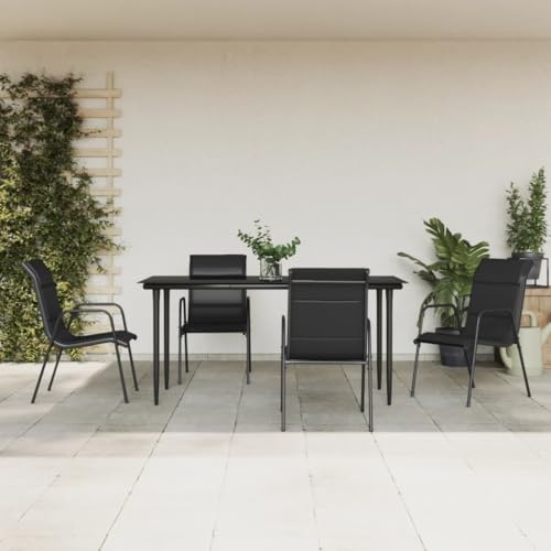 Qnhdfrt Garten Essgruppe Schwarz 5 teilig mit Stahlrahmen und Textilene Polsterung 160 x 80 cm Tisch und 4 Stühle für Terrasse Balkon und Garten Qnhdfrt Garten Essgruppe Schwarz 5 teilig mit Stahlrahmen und Textilene Polsterung 160 x 80 cm Tisch und 4 Stühle für Terrasse Balkon und Garten von Qnhdfrt