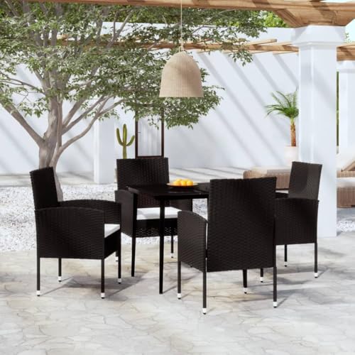 Qnhdfrt Garten Essgruppe Schwarz 80x80 cm Outdoor Set mit PE Rattan Stühlen und Glastisch für Terrasse Balkon Garten Qnhdfrt Garten Essgruppe Schwarz 80x80 cm Outdoor Set mit PE Rattan Stühlen und Glastisch für Terrasse Balkon Garten von Qnhdfrt