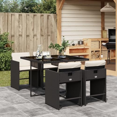 Qnhdfrt Garten Essgruppe Set 110x106 cm Schwarz PE Rattan mit Klappstühlen und Cremeweißen Kissen für Terrasse Balkon Garten Qnhdfrt Garten Essgruppe Set 110x106 cm Schwarz PE Rattan mit Klappstühlen und Cremeweißen Kissen für Terrasse Balkon Garten von Qnhdfrt