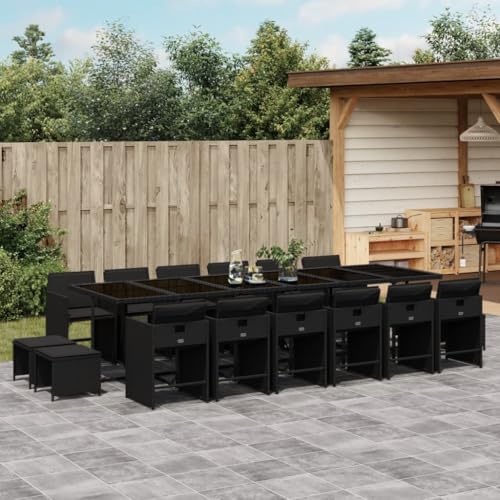 Qnhdfrt Garten Essgruppe Set 12 Stühle 4 Hocker mit Kissen PE Rattan Klappbar Outdoor Möbel für Terrasse Balkon und Garten von Qnhdfrt