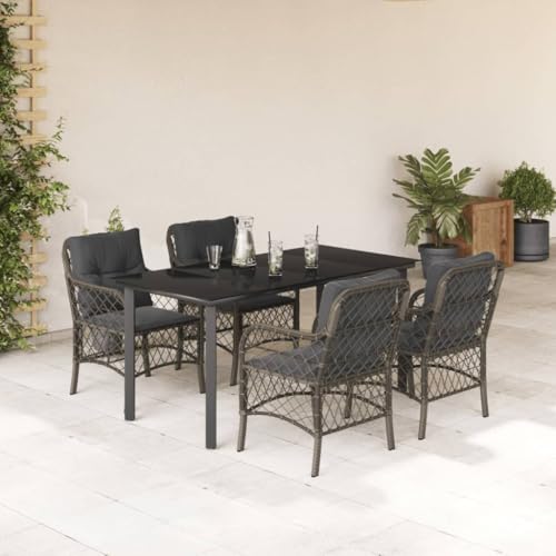 Qnhdfrt Garten Essgruppe Set 160x80 cm mit Glas Tischplatte und Polsterkissen PE Rattan Outdoor Möbel Grau für Terrasse Balkon Garten Qnhdfrt Garten Essgruppe Set 160x80 cm mit Glas Tischplatte und Polsterkissen PE Rattan Outdoor Möbel Grau für Terrasse Balkon Garten von Qnhdfrt