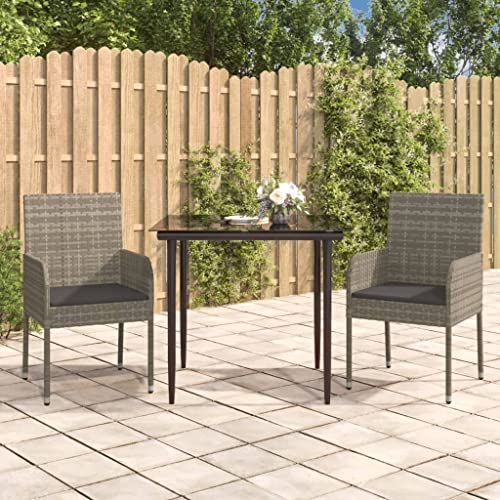 Qnhdfrt Garten Essgruppe Set 2 Stühle und Tisch aus PE Rattan mit Kissen Grau Schwarz Modernes Design für Terrasse Garten Balkon Qnhdfrt Garten Essgruppe Set 2 Stühle und Tisch aus PE Rattan mit Kissen Grau Schwarz Modernes Design für Terrasse Garten Balkon von Qnhdfrt