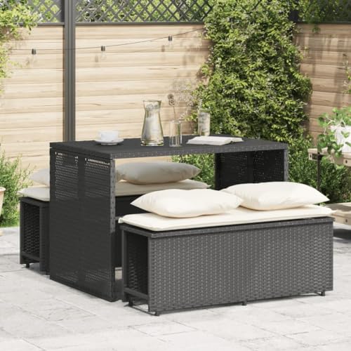 Qnhdfrt Garten Essgruppe Set 3 TLG Schwarz mit Cremeweißen Kissen PE Rattan Outdoor Möbel für Terrasse Balkon und Garten Qnhdfrt Garten Essgruppe Set 3 TLG Schwarz mit Cremeweißen Kissen PE Rattan Outdoor Möbel für Terrasse Balkon und Garten von Qnhdfrt