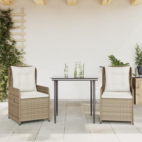 Qnhdfrt Garten Essgruppe Set 3 TLG mit Kissen Beige PE Rattan Outdoor Möbel für Balkon Terrasse Garten Qnhdfrt Garten Essgruppe Set 3 TLG mit Kissen Beige PE Rattan Outdoor Möbel für Balkon Terrasse Garten von Qnhdfrt