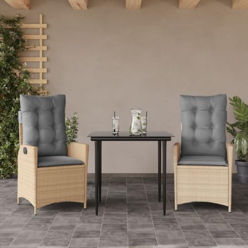 Qnhdfrt Garten Essgruppe Set 3 TLG mit PE Rattan Sitzgruppe Outdoor Tisch und Stühle Set für Garten Terrasse Balkon Qnhdfrt Garten Essgruppe Set 3 TLG mit PE Rattan Sitzgruppe Outdoor Tisch und Stühle Set für Garten Terrasse Balkon von Qnhdfrt