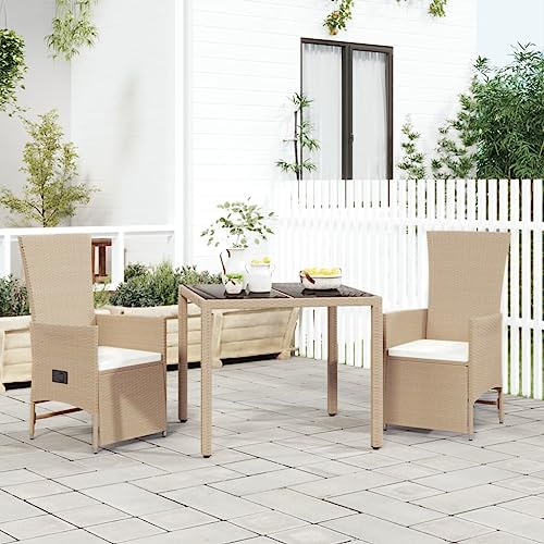 Qnhdfrt Garten Essgruppe Set 3 teilig Beige PE Rattan mit Kissen Modernes Design Outdoor Sitzgruppe für Balkon Garten und Terrasse Qnhdfrt Garten Essgruppe Set 3 teilig Beige PE Rattan mit Kissen Modernes Design Outdoor Sitzgruppe für Balkon Garten und Terrasse von Qnhdfrt