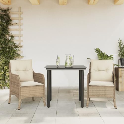 Qnhdfrt Garten Essgruppe Set 3 teilig mit Kissen PE Rattan Outdoor Möbel für Terrasse Balkon und Garten Qnhdfrt Garten Essgruppe Set 3 teilig mit Kissen PE Rattan Outdoor Möbel für Terrasse Balkon und Garten von Qnhdfrt