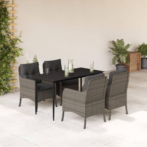 Qnhdfrt Garten Essgruppe Set 4 Stühle mit Kissen PE Rattan Outdoor Tischgruppe 140x70 cm Grau Schwarz für Terrasse Balkon und Garten Qnhdfrt Garten Essgruppe Set 4 Stühle mit Kissen PE Rattan Outdoor Tischgruppe 140x70 cm Grau Schwarz für Terrasse Balkon und Garten von Qnhdfrt