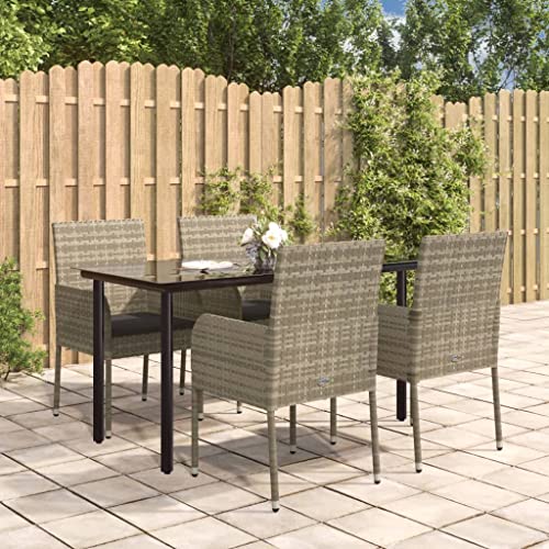 Qnhdfrt Garten Essgruppe Set 4 Stühle mit Kissen und Tisch aus PE Rattan Modernes Design Schwarz Grau für Terrasse Balkon Garten Qnhdfrt Garten Essgruppe Set 4 Stühle mit Kissen und Tisch aus PE Rattan Modernes Design Schwarz Grau für Terrasse Balkon Garten von Qnhdfrt