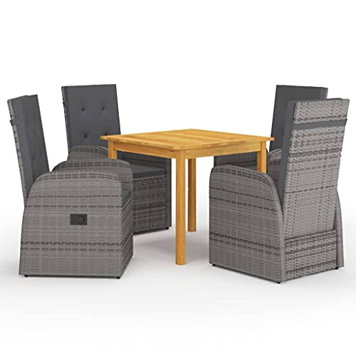 Qnhdfrt Garten Essgruppe Set 4 Stühle mit Tisch aus Massivholz Grau Outdoor Möbel für Balkon Terrasse Garten Qnhdfrt Garten Essgruppe Set 4 Stühle mit Tisch aus Massivholz Grau Outdoor Möbel für Balkon Terrasse Garten von Qnhdfrt