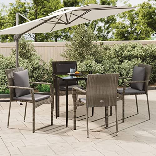 Qnhdfrt Garten Essgruppe Set 4 Stühle und Tisch Outdoor PE Rattan Schwarz Grau Modernes Design Wetterfest für Terrasse Balkon Garten Qnhdfrt Garten Essgruppe Set 4 Stühle und Tisch Outdoor PE Rattan Schwarz Grau Modernes Design Wetterfest für Terrasse Balkon Garten von Qnhdfrt