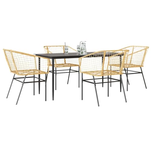 Qnhdfrt Garten Essgruppe Set 4 Stühle und Tisch aus PE Rattan mit Glasplatte 160x80 cm für Terrasse Balkon und Garten Qnhdfrt Garten Essgruppe Set 4 Stühle und Tisch aus PE Rattan mit Glasplatte 160x80 cm für Terrasse Balkon und Garten von Qnhdfrt