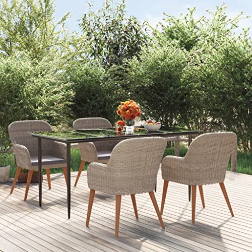 Qnhdfrt Garten Essgruppe Set 5 TLG Outdoor Tisch und 4 Stühle mit Kissen Massivholz Akazie und Stahlrahmen 160 x 80 cm für Terrasse Balkon Garten von Qnhdfrt