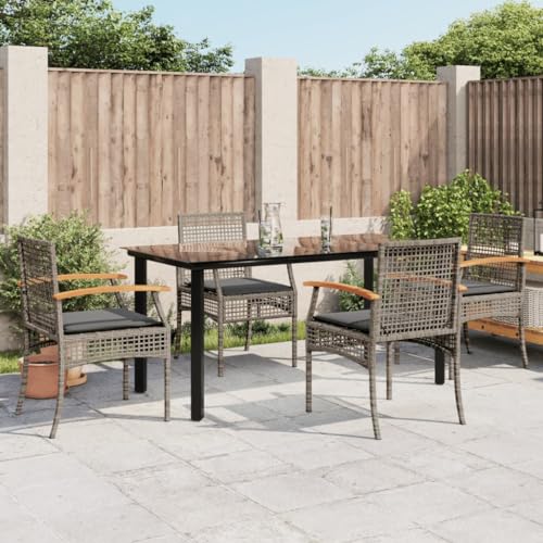 Qnhdfrt Garten Essgruppe Set 5 teilig mit Kissen Grau PE Rattan Outdoor Möbel für Terrasse Garten und Balkon Qnhdfrt Garten Essgruppe Set 5 teilig mit Kissen Grau PE Rattan Outdoor Möbel für Terrasse Garten und Balkon von Qnhdfrt
