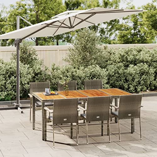 Qnhdfrt Garten Essgruppe Set 6 Stühle mit Kissen und Tisch Grau PE Rattan Modernes Design Wetterfest für Terrasse Balkon Garten Qnhdfrt Garten Essgruppe Set 6 Stühle mit Kissen und Tisch Grau PE Rattan Modernes Design Wetterfest für Terrasse Balkon Garten von Qnhdfrt