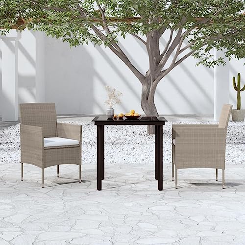 Qnhdfrt Garten Essgruppe Set 80x80 cm mit Glas Tischplatte und 2 Stühlen aus PE Rattan für Terrasse Balkon Garten Qnhdfrt Garten Essgruppe Set 80x80 cm mit Glas Tischplatte und 2 Stühlen aus PE Rattan für Terrasse Balkon Garten von Qnhdfrt